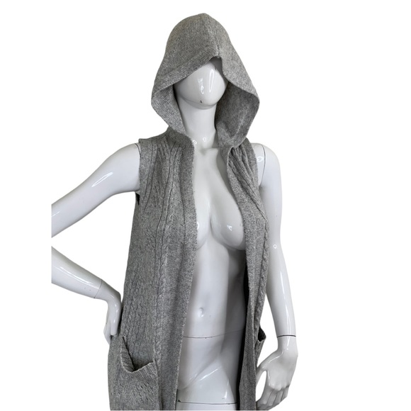 cupcakes & cashmere grey fringe cardigan sweater jacket knitted bohemian sz S SM - Picture 14 of 16